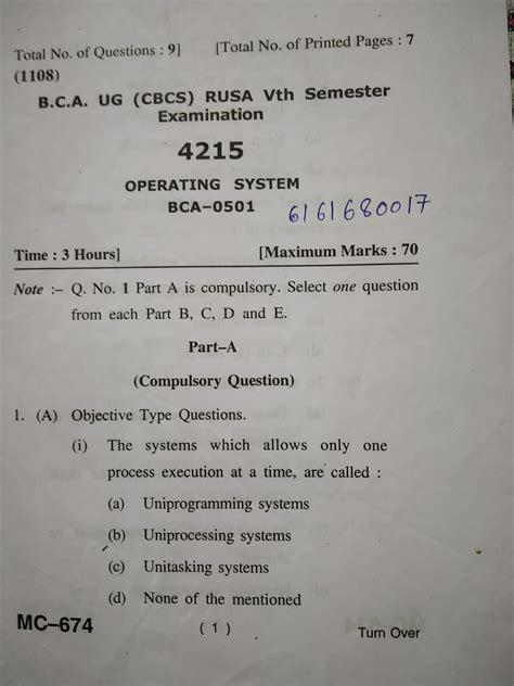 Read Operating System In Bca Question Papers 