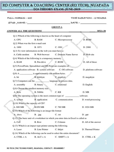 Full Download Operating System Model Question Paper Dca Course 