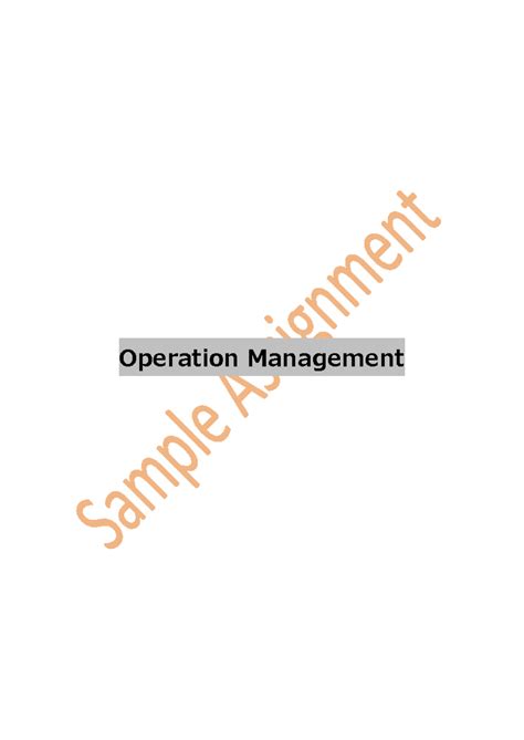 Operation Management Case Study Assignment Help Case