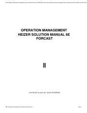 Operation Management Heizer Solution 8e Forcast