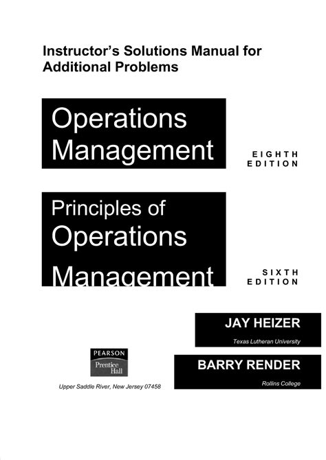 Operation Management Heizer Solution Manual 10th Edition