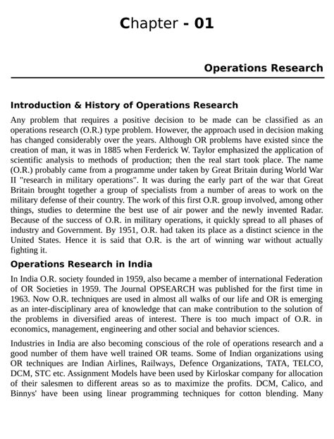 Operation Research Pdf