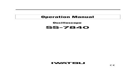 Download Operation Manual Iwatsu 
