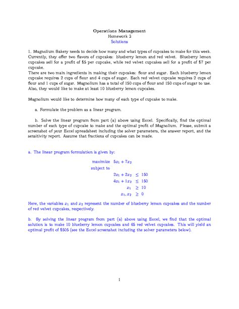 Operations Management Homework 3 Solutions Coursera