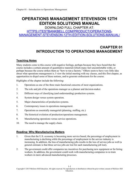 Operations Management Stevenson 12e Pdf