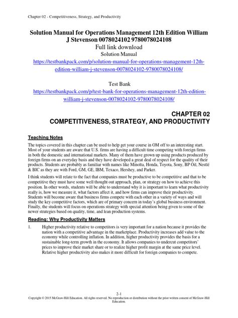 operations management stevenson 12e solution manual