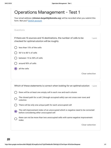 Operations Management Test Answers