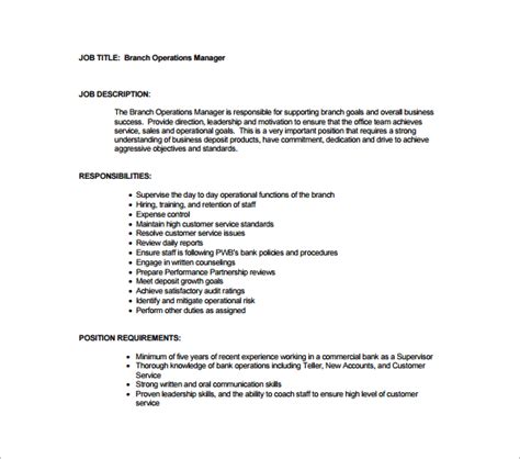 Operations Manager Job Specification