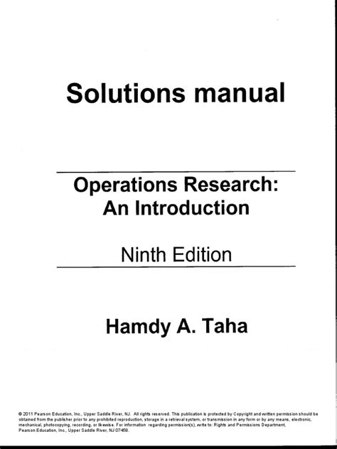Operations Research By Taha Solution Manual