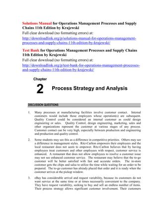 Read Operations Management Krajewski Process Analysis 