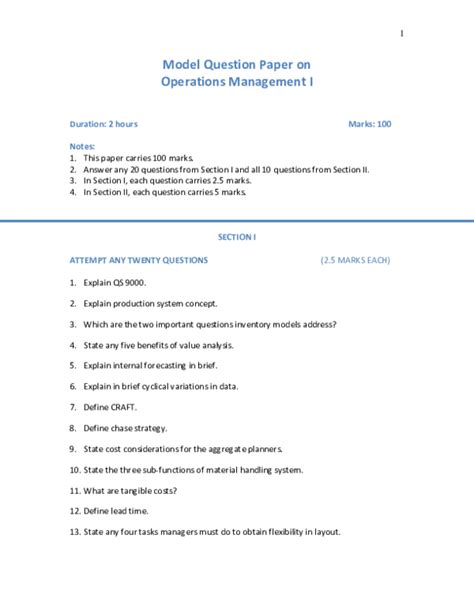 Full Download Operations Management Question Paper 