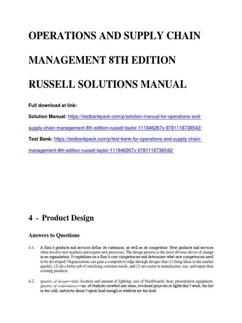 Read Operations Management Russell Solution Manual 