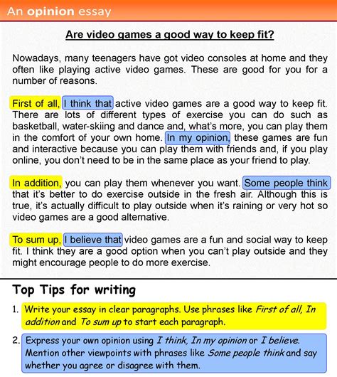 Opinion Essays Examples For 3rd Grade