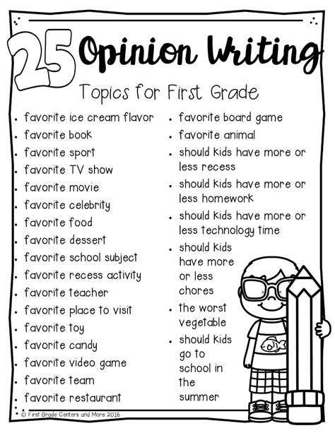 opinion paragraph topics for elementary