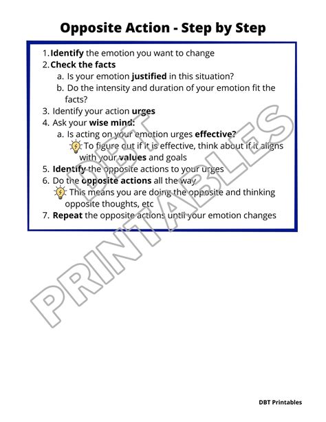 Opposite Action Worksheet Opposite Action Worksheet - Opposite Action Worksheet