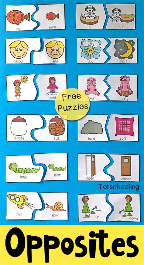Opposites Preschool Worksheet   Opposites Puzzles For Preschool Totschooling - Opposites Preschool Worksheet