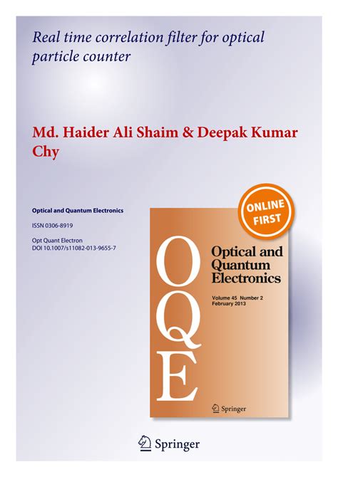 Optical And Quantum Electronics