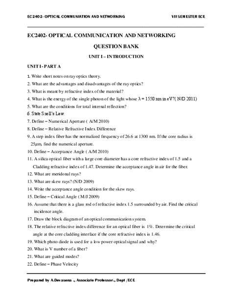 optical communication question bank with answers