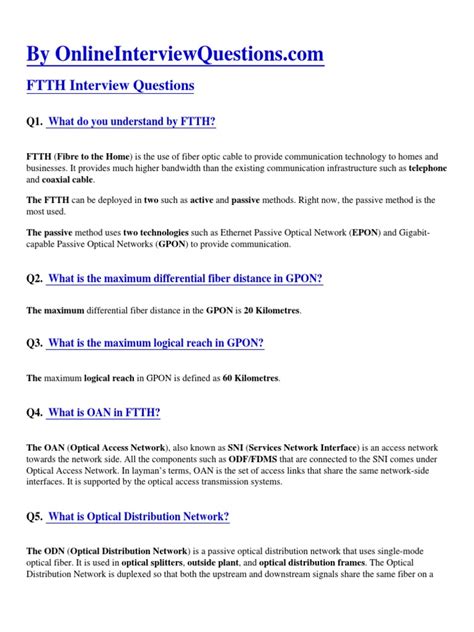 optical fiber communication interview questions