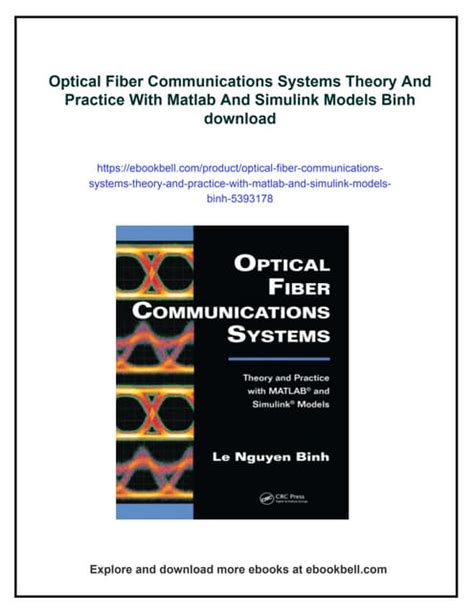 Optical Fiber Communications Systems Theory And Practice With Matlabi 1 2 And Simulinki 1 2 Models Optics And Photonics