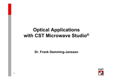 Full Download Optical Applications With Cst Microwave Studio 