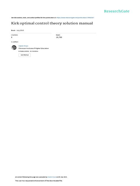 Optimal Control Theory Solution Manual