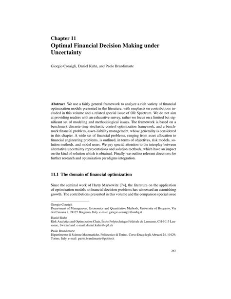 Optimal Financial Decision Making Under Uncertainty ( International Series In Operations Research And Management Science)