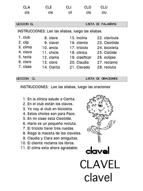 Oraciones Con Cla Cle Cli Clo Clu