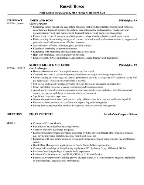 Oracle Manager Resume Samples Velvet Jobs Oracle Project Manager Resume - Oracle Project Manager Resume