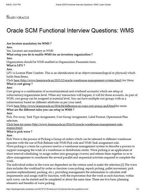 Oracle Wms Interview Questions