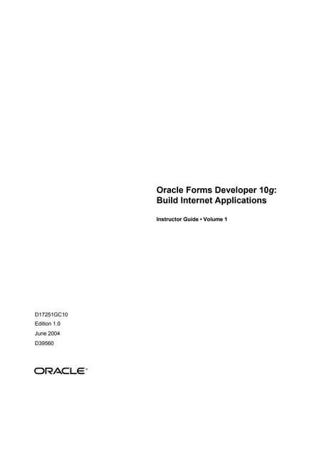 Read Online Oracle 10G Forms Developer Guide Books 