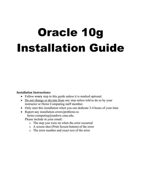 Read Oracle 10G Install Guidebook 