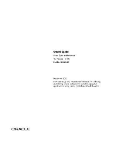 Full Download Oracle 10G Spatial User Guide 