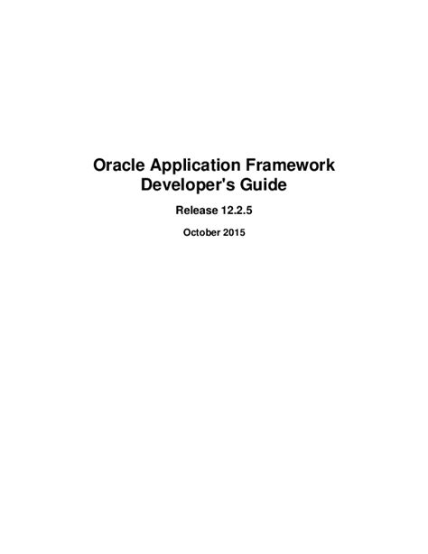 Read Online Oracle Application Framework Developers Guide Release 12 