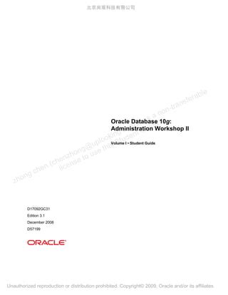 Read Oracle Database 10G Administration Workshop 2 Student Guide 