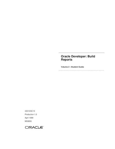 Read Oracle Developer Build Reports Volume 2 Student Guide 