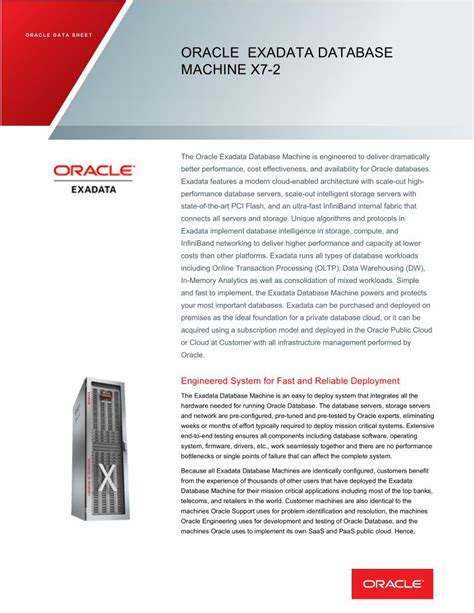 Read Online Oracle Exadata Database Machine X7 2 Data Sheet 