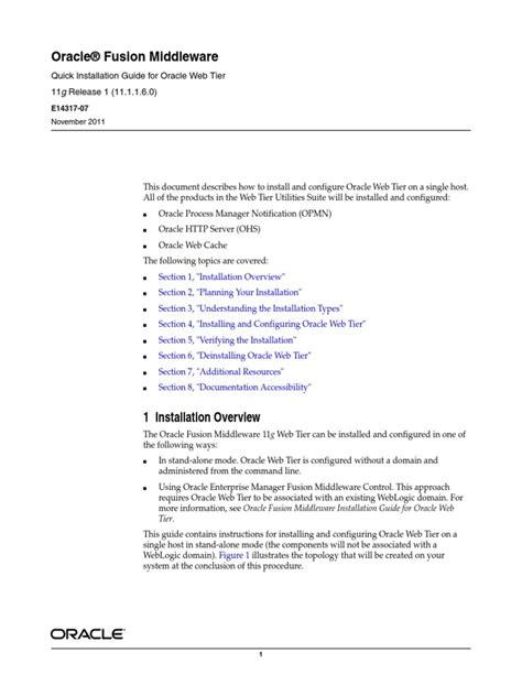 Read Online Oracle Fusion Middleware Installation Guide For Web Tier 