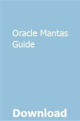 Read Online Oracle Mantas Guide 