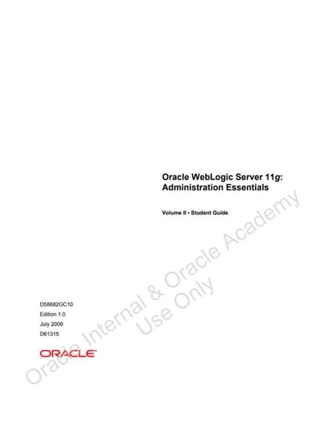 Full Download Oracle Weblogic 11G Student Guide 