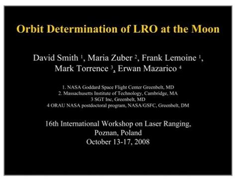 Orbit Determination Of Lro At The Moon Nasa