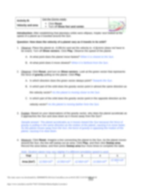 Orbital Motion Gizmo Answer Key Explore Learning