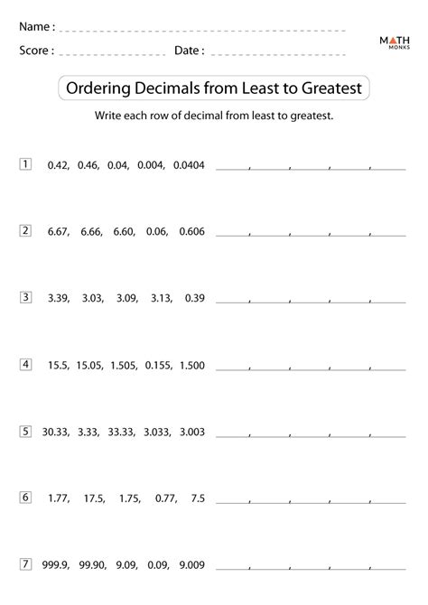 Order Decimals Worksheet   Comparing And Ordering Decimals Worksheet Algebra Helper - Order Decimals Worksheet