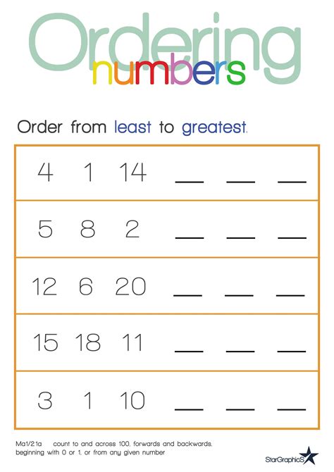 Order From Least To Greatest 20 10 38 Ordering Numbers 1 20 - Ordering Numbers 1 20
