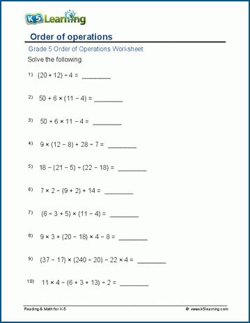 Order Of Operations Amp Parenthesis K5 Learning Parentheses Math Worksheet - Parentheses Math Worksheet