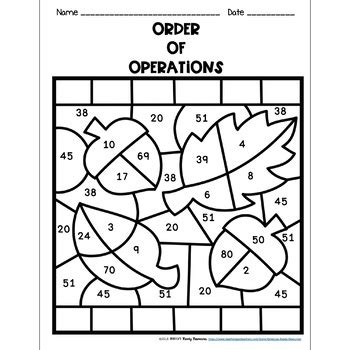 Order Of Operations Coloring Worksheets Teaching Resources Order Of Operations Color Worksheet - Order Of Operations Color Worksheet