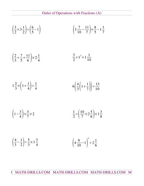 Order Of Operations Fractions Evaluating And Simplifying Order Of Operations With Fractions - Order Of Operations With Fractions