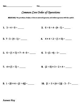 Order Of Operations Worksheets Common Core Sheets Simple Order Of Operations Worksheet - Simple Order Of Operations Worksheet
