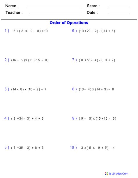 Order Of Operations Worksheets Math Aids Com Order Of Operations Pemdas Worksheet - Order Of Operations Pemdas Worksheet