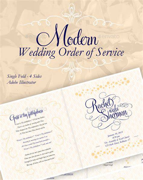 order of wedding service templates